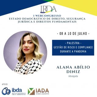 WEBCONGRESSO DE DIREITO: ALANA ABÍLIO DINIZ CONFIRMA PARTICIPAÇÃO